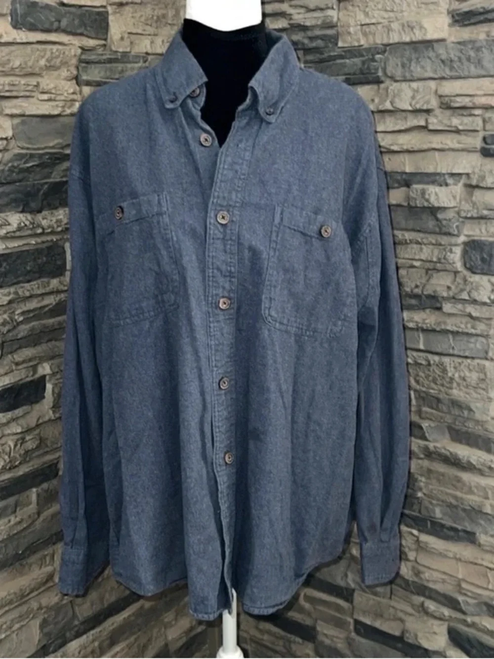 Men's Button-Up Long Sleeve Shirt in Blue